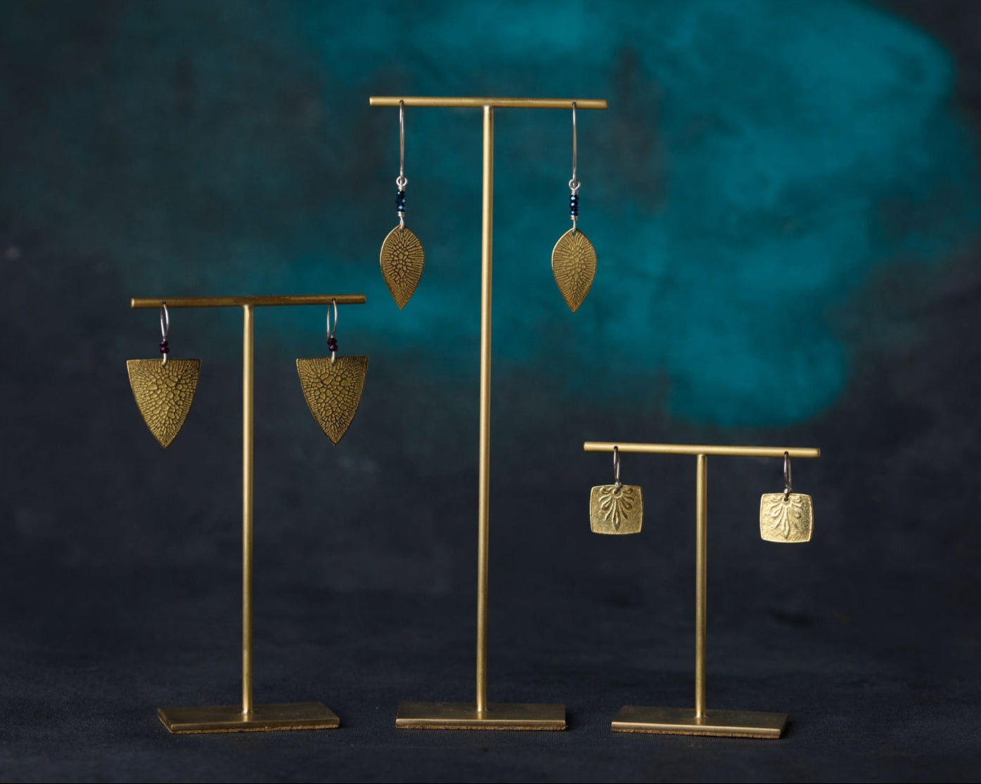 Annette - Set of 3 Solid Brass Jewellery Display T-Bar Stands, 8 mm, 120 mm, and 180mm high