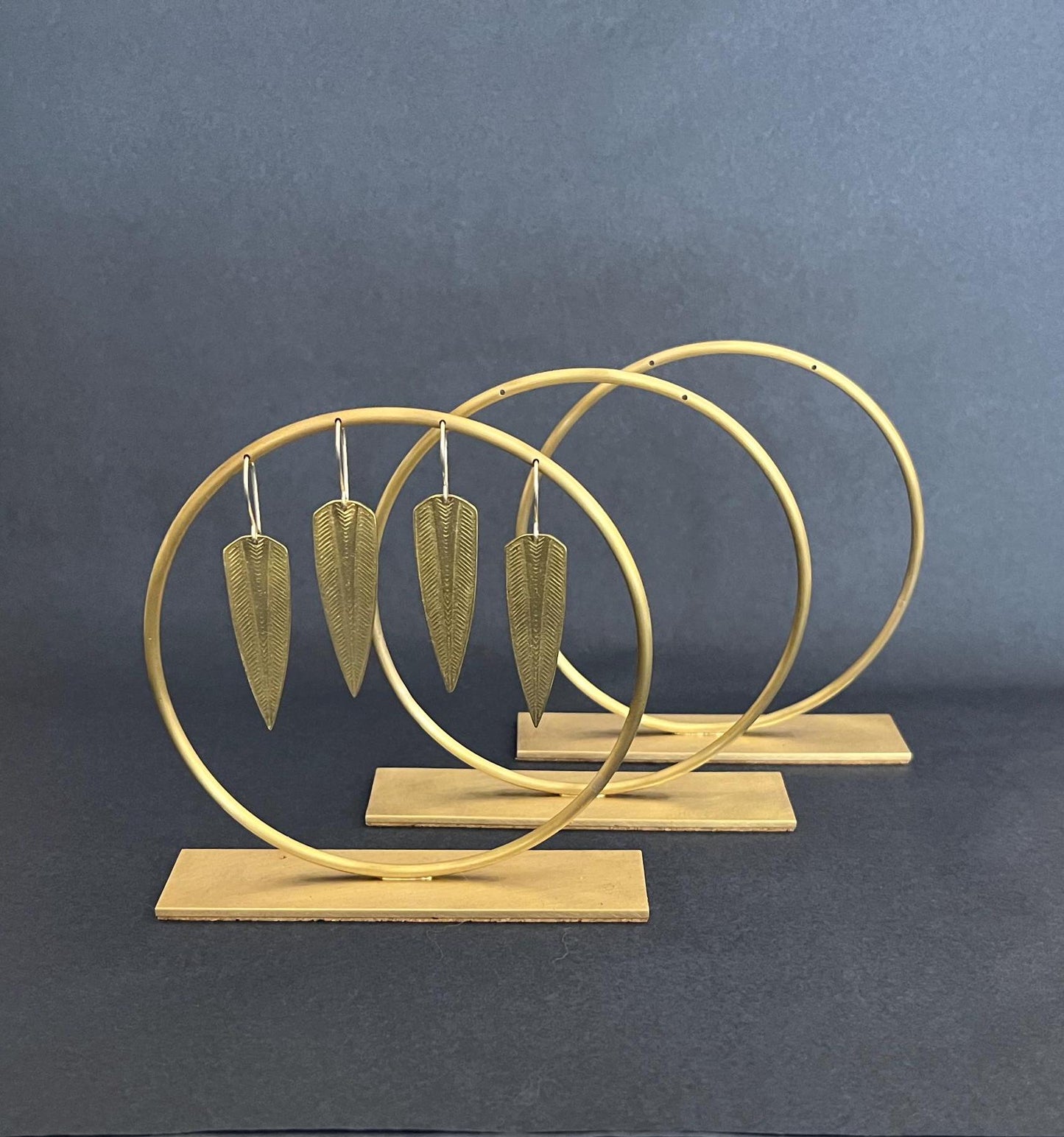 Set of 3 Solid Brass Circle Earring Stands