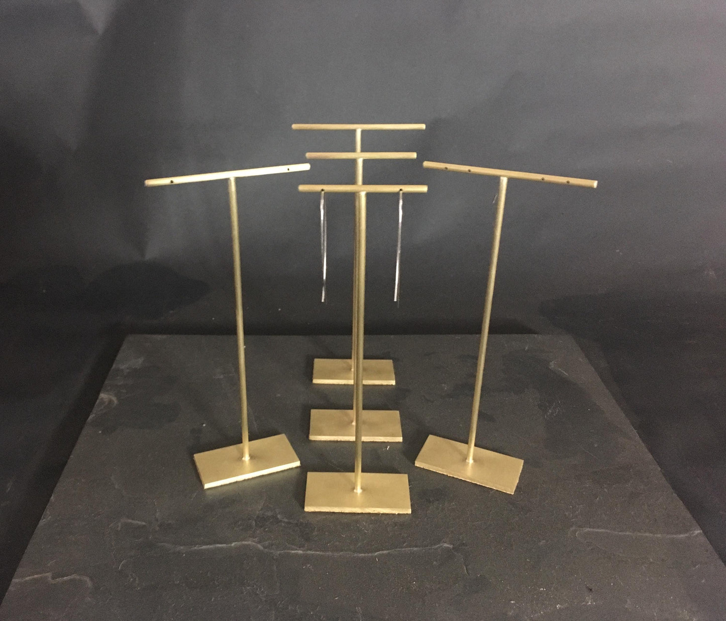 Donna - Set of 5 Solid Brass T-Bar Earring Stands 150 mm Tall, 6 Variations Available
