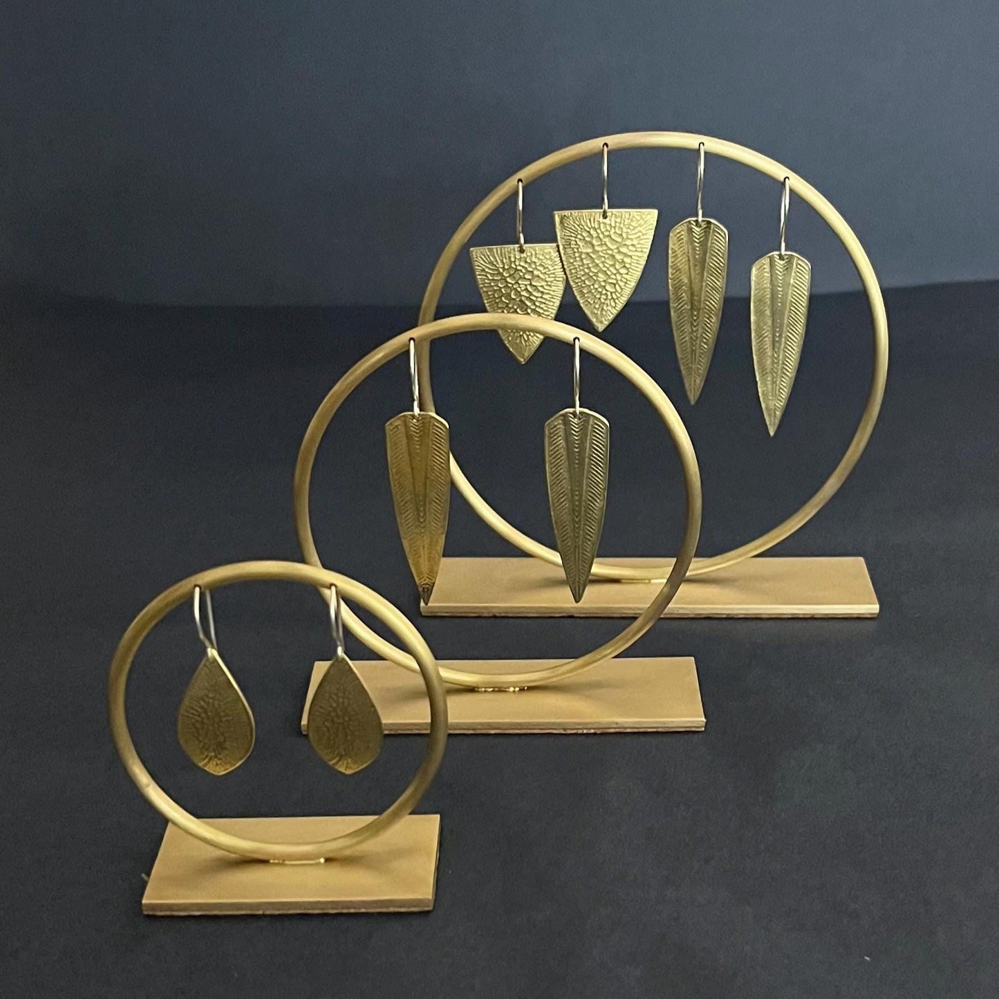 Set of 3 Solid Brass Circle Earring Stands